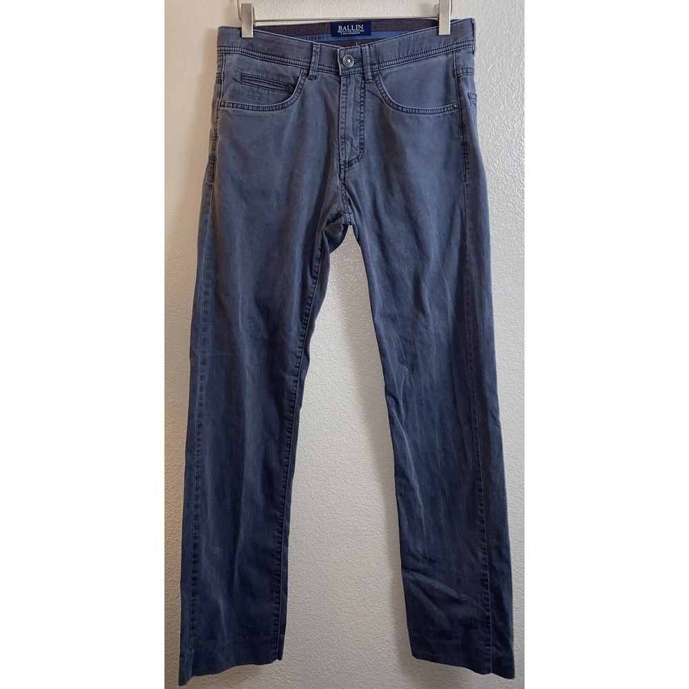 BALLIN Pants Men's 30 X 32 Blue Navy Chino Pockets Crescent Modern Fit Preppy